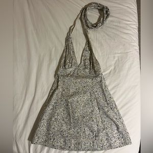 Free People Baby’s Got It floral denim halter dress